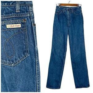 Vintage 80s Calvin Klein Jeans Sz 0 Made In USA Straight Leg 33.5" Inseam Tall